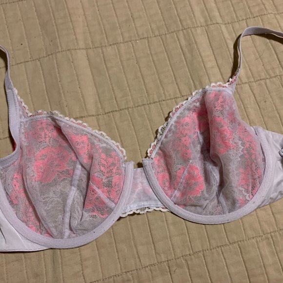Victoria's Secret Unlined Pink and Lavender 34DD Demi Bra and Small Panty Set - Picture 4 of 8